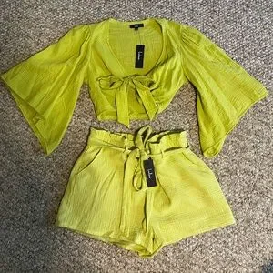 poison green dress Women's Mara Lime Green Stripe Sleeveless Blouse Shirt | Color: Bright Green | Size: L main image 1